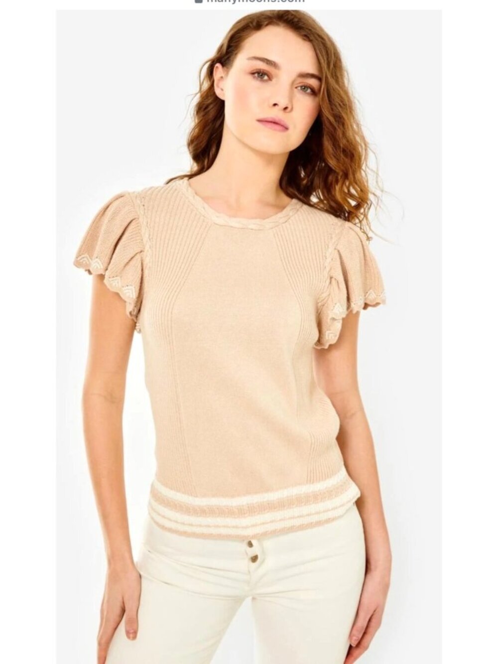 Cartolina Madeline Hand-Embroidered Sand Knit Sweater Womens X-Large Made in USA - Picture 4 of 4